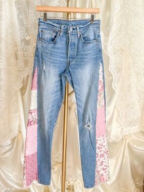 Handmade Quilt Split Leg Jeans